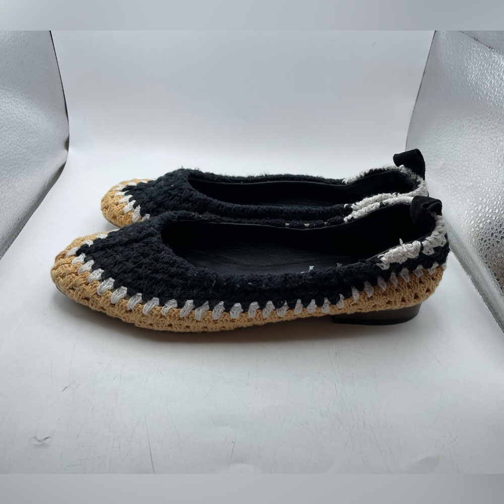 Free People Ellie Black and Tan Women's Crochet Flats size EU 36.5